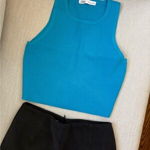 Zara Bright Teal Cropped Tank
